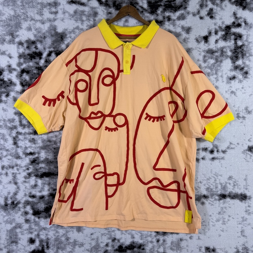 Frost Originals Polo Shirt Mens 3XB‎ Embroidered Face Y2K Streetwear Casual